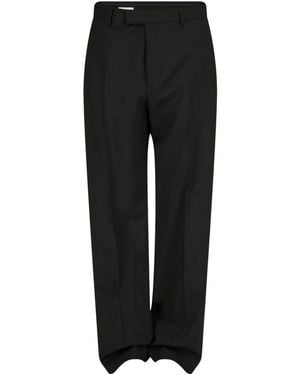 Dries Van Noten Long Straight-Leg Wool Pants - Black