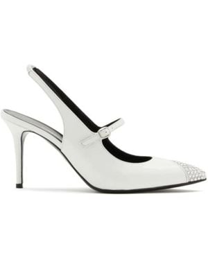 Alessandra Rich Embellished Slingback Court Shoes - White