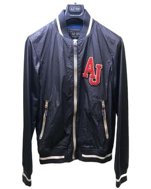 Armani Jeans Logo Logo Baseball Jacket - Blue