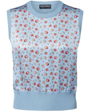 Dolce & Gabbana Floral Silk Jumper Vest - Blue