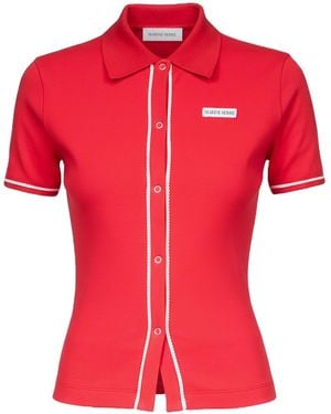 Marine Serre Light Ribbed Jersey Polo T-Shirt - Red