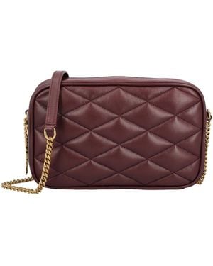 Saint Laurent Logo Plaque Zip-Up Shoulder Bag - Purple