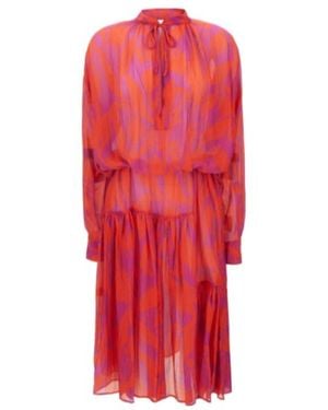 Dries Van Noten Long Sleeve Dress - Red