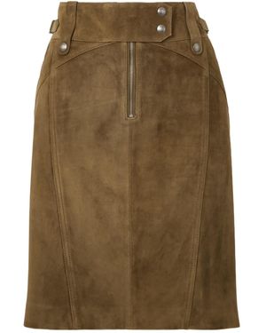 Tom Ford Belt Suede Midi Skirt - Green