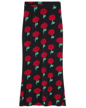Versace Jeans Couture Couture High-Waist Floral-Printed Straight Hem Skirt - Red