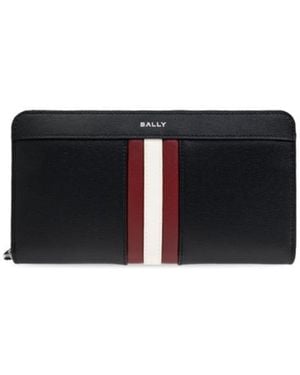 Bally Logo-Stamp Zip-Around Wallet - Black