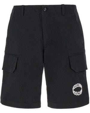 Moschino Logo Printed Bermuda Shorts - Black
