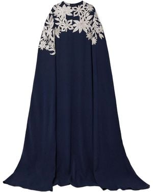 Oscar de la Renta Cloak Effect Decorated Dress - Blue