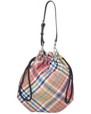 Vivienne Westwood Checked Drawstring Clutch Bag - Pink