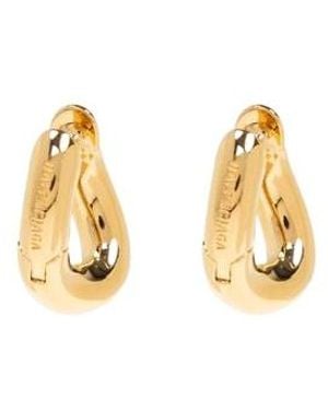 Balenciaga Logo Engraved Earrings - Metallic