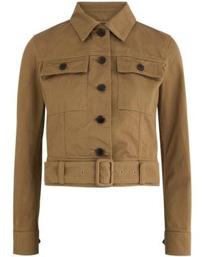 Saint Laurent Belted Cotton-Twill Jacket - Green