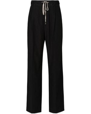 Maison Margiela High-Waist Straight-Leg Drawstring Trousers - Black