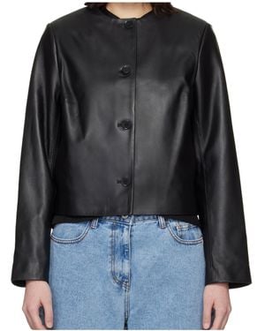 Loulou de Saison Raho Button Leather Jacket - Black