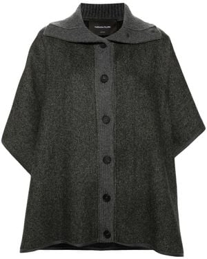Fabiana Filippi Embellished Button-Up Knitted Cape - Black