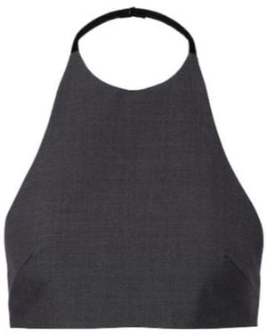 Jil Sander Halterneck Virgin Wool Crop Top - Blue