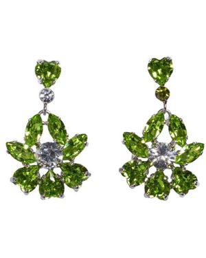 Simone Rocha Heart-Shaped Flower Earrings - Green