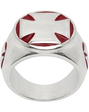 Vetements Biker Cross Signet Ring - White