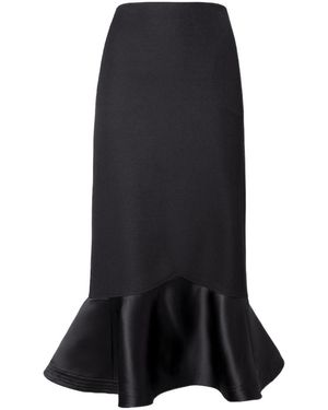 Fendi High Waist Peplum-Hem Midi Skirt - Black