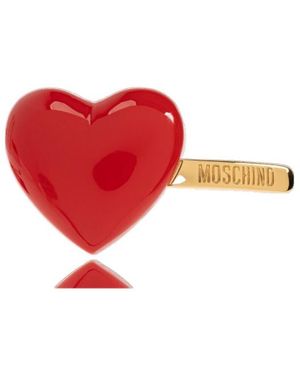 Moschino Heart Palque Hair Clip - Red