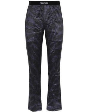 Tom Ford Graphic Printed Straight-Leg Pants - Blue
