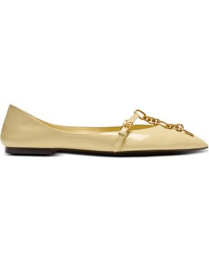 Balmain Shiny Lambskin Sync Ballet Flats - Metallic