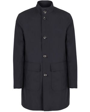 Herno Long-Sleeved Button-Up Coat - Blue