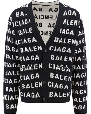 Balenciaga Cardigan With Logo - Black
