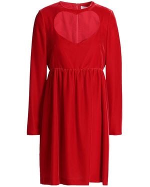 Chloé Velvet Waist-Tied Dress - Red