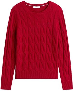 Tommy Hilfiger Brightred Crewneck Cableknit Jumper