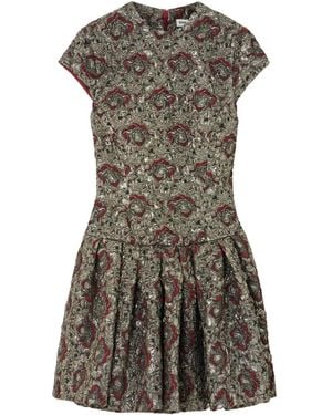 Jonathan Simkhai Elowen Pleated Metallic Jacquard Mini Dress - Grey