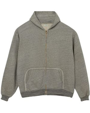 A.PRESSE Retro Lightweight Zip-Up Hoodie - Gray