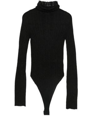Haikure Margie Long Sleeved Cable-Knit Bodysuit - Black