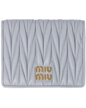 Miu Miu Small Matelassé Nappa Leather Wallet - Grey