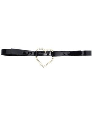 Blumarine Logo Embossed Heart Buckled Belt - White
