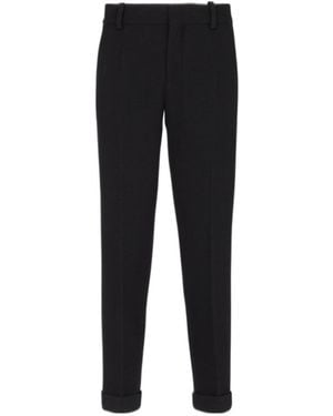 Balmain Crepe Straight-Cut Pants - Black