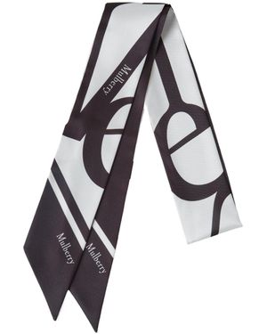 Mulberry Letter Narrow Scarf - White