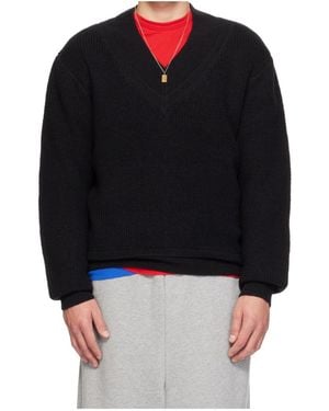 Entire studios Knitted V-Neck Jumper - Black