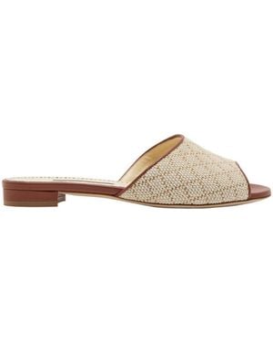 Manolo Blahnik Smirnapla 10 Woven Leather Sandals - White