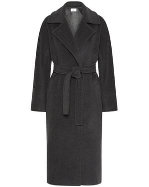 Marella Double-Breasted Beaver Cloth Coat - Black