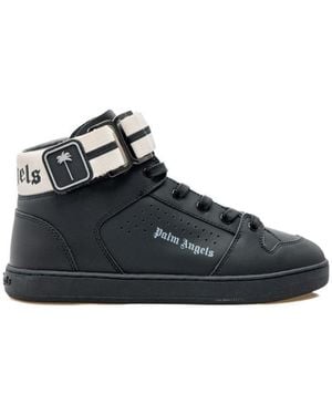 Palm Angels Logo-Patch High-Top Sneakers - Black