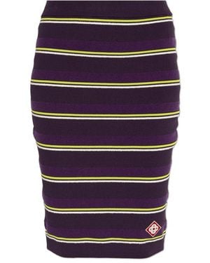 CASABLANCA Striped Logo Mini Skirt - Blue