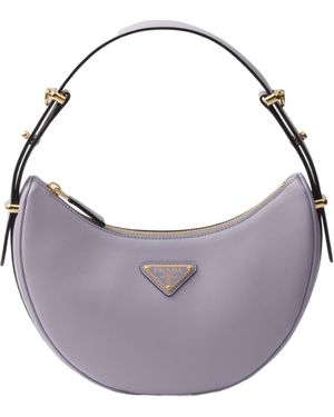 Prada Arqué Leather Shoulder Bag - Grey