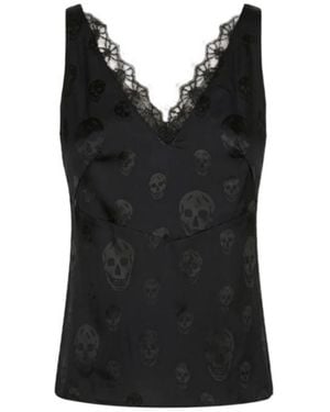 McQueen Lace-Trim Tank Top - Black