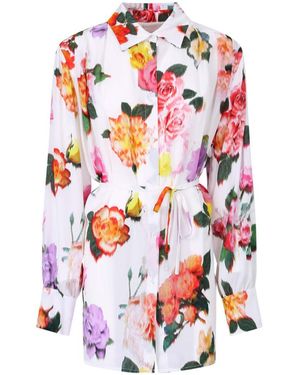 MSGM Printed Belt Dress - White