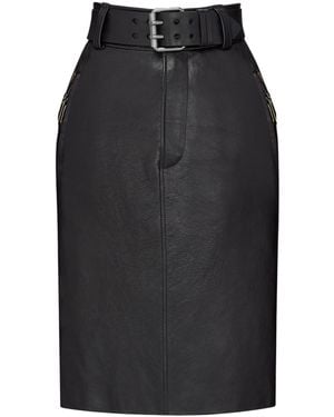 Saint Laurent Belted Pencil Skirt - Black