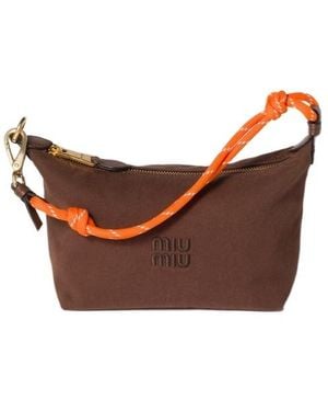 Miu Miu Gabardine Clutch - Brown