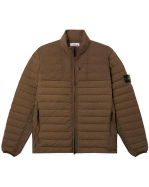Stone Island Zip-Up Down Jacket - Brown