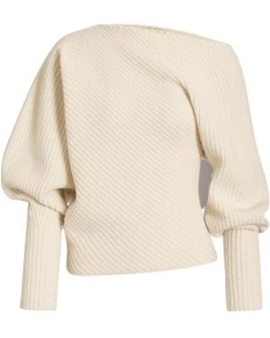 Alberta Ferretti Asymmetric Ribbed Sweater - Natural