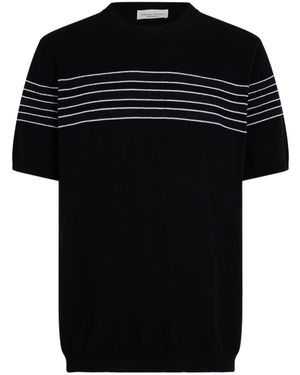 Roberto Collina Striped Short-Sleeve Knitted Jumper - Black