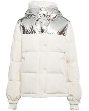 Yves Salomon Shearling-Trimmed Down Jacket - White